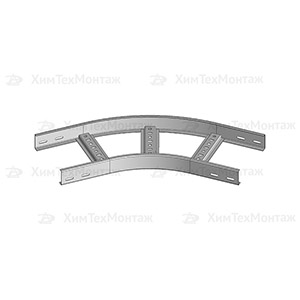 Лоток лестничный горизонтальный ЛЛУГ - 45, 400 мм, R300 Ц (оцинкованный)